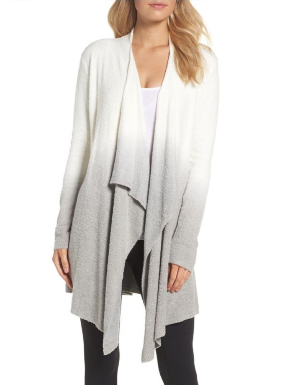 Barefoot Dreams ombre calypso Waterfall Cardigan - White to Light Gray S/m cozy